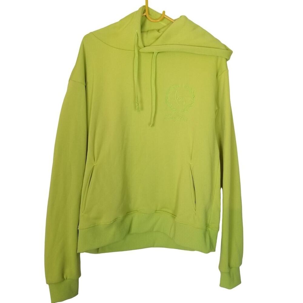 Lonely Ghost Womens Hoodie Sweatshirt Size L Green Pullover Casual Embroidered